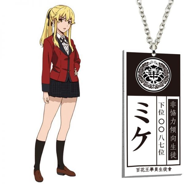 Anime Kakegurui Compulsive Gambler Necklace Jabami Yumeko ID Card Acrylic Pendant Necklaces Cosplay Jewelry 4 - Kakegurui Merch