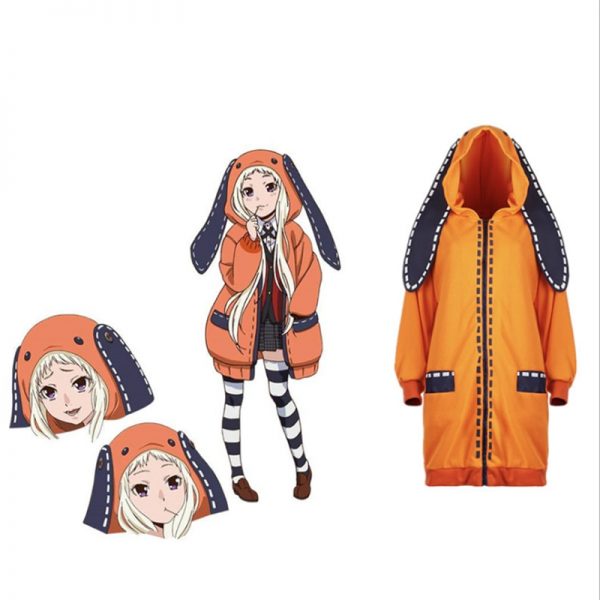 Anime Kakegurui Cosplay Costume Runa Yomotsuki Hoodie Women Coat Orange Jacket with Socks Custom Winter Cute - Kakegurui Merch